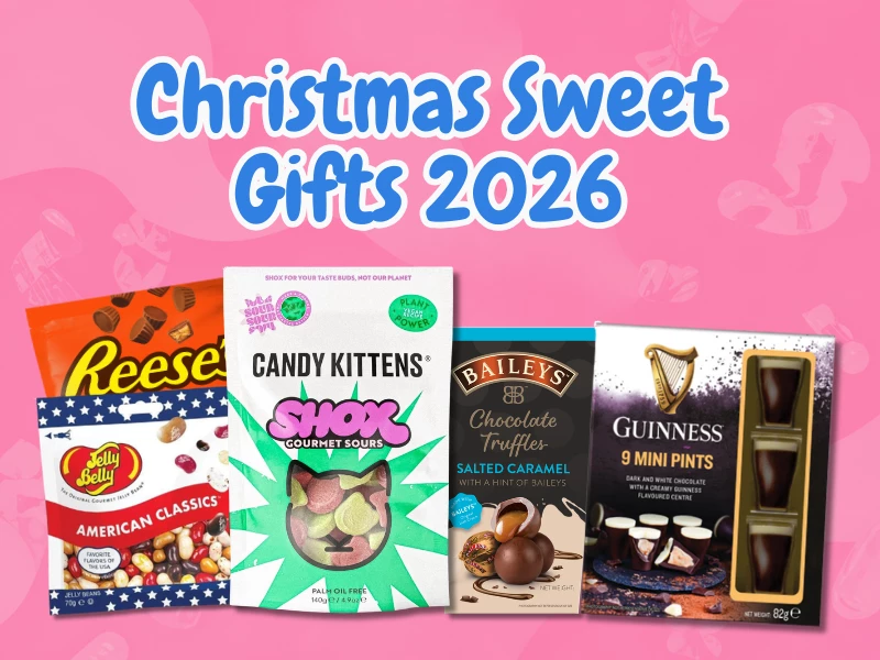Corporate Christmas sweet gifts 2026 &acirc; American candy gift hampers, Baileys truffles, Harry Potter chocolate, Reese's and Jelly Belly from Sweet and Glory UK wholesale