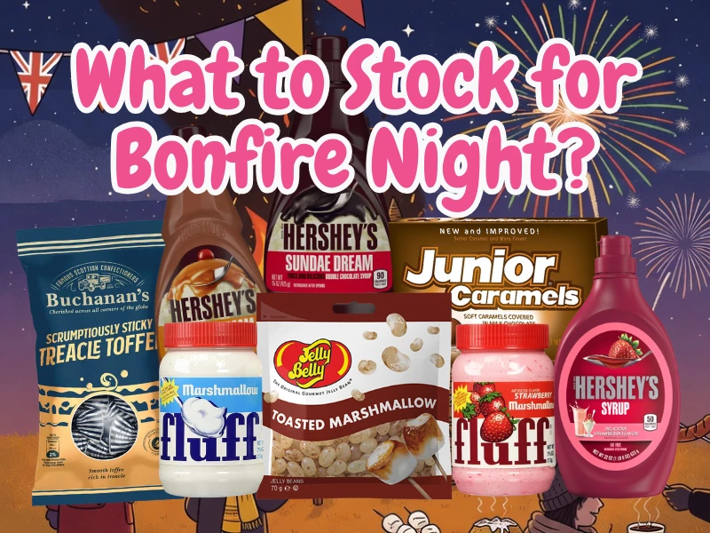 American marshmallows, Hershey&acirc;s chocolate bars and caramel candy for Bonfire Night s&acirc;mores available wholesale from Sweet and Glory