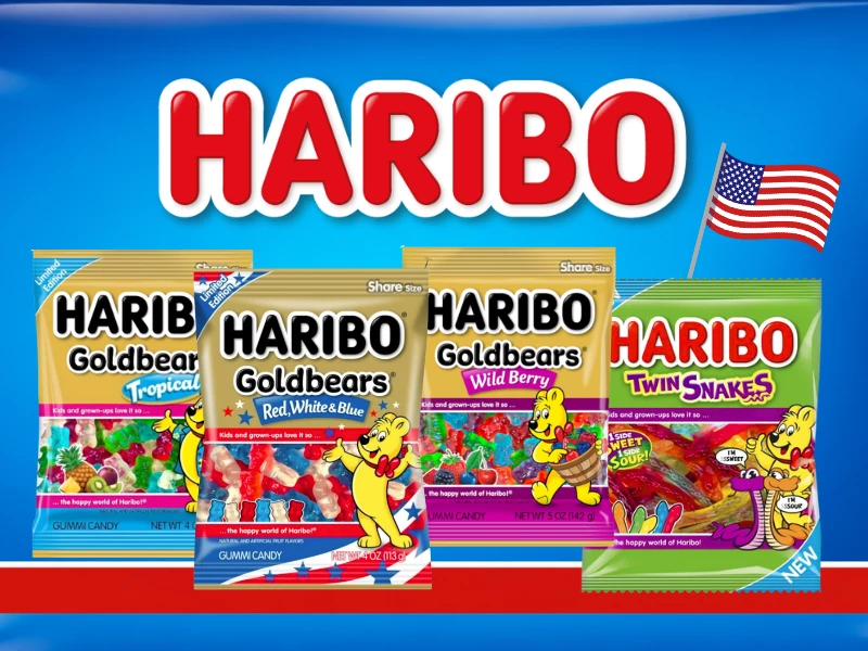 American Haribo range including Sour Gold Bears and Sour Sodas