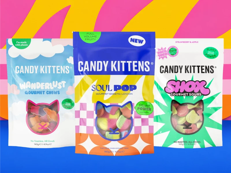 Candy Kittens sharing bags including Eton Mess and Sour Watermelon