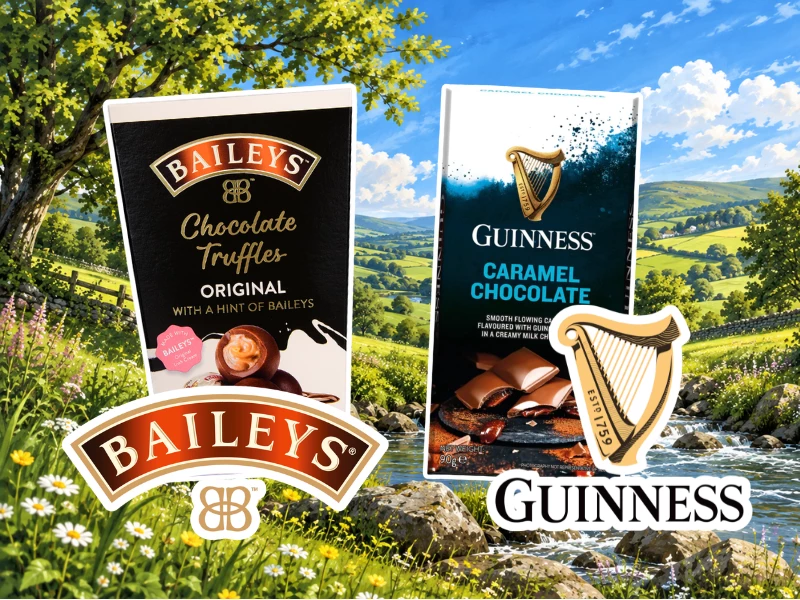 Baileys and Guinness chocolate truffle boxes, bars and mini pints