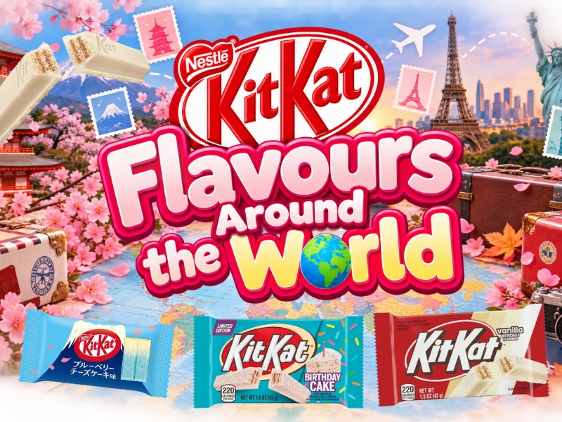 A selection of Kit Kat bars and flavours from Japan, Australia, Canada and the UK