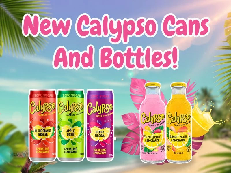 Calypso lemonade glass bottles in Ocean Blue, Strawberry and Triple Melon