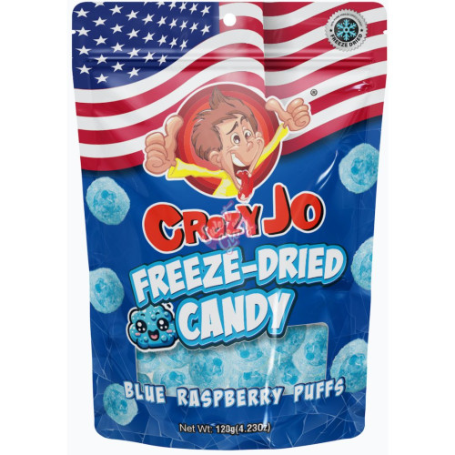Crazy Jo Freeze Dried Blue Raspberry Puffs 120g - Case