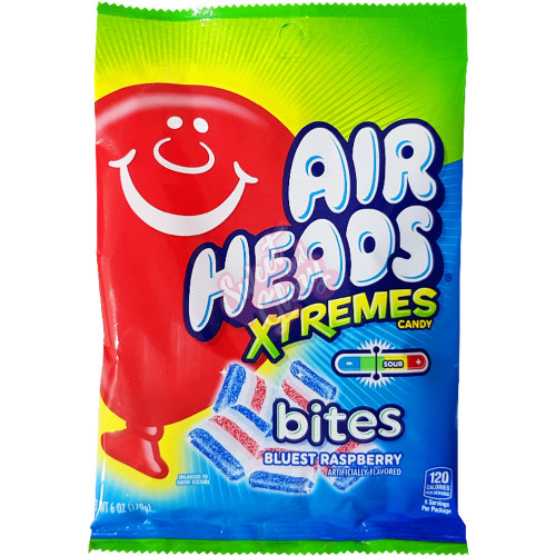 Airheads Xtreme Bites Blue Raspberry Peg Bag 170g - 12ct