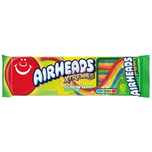 Airheads Xtremes Sour Belts Rainbow Berry 85g - 12ct