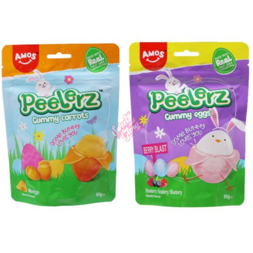 Amos Peelerz Gummy Eggs & Gummy Carrots 65g - Case