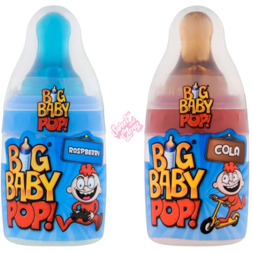 Bazooka Big Baby Pop Raspberry/Cola 32g - 12ct