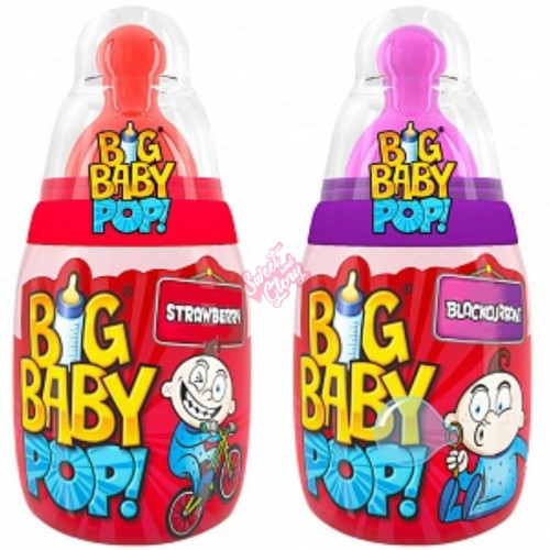Bazooka Big Baby Pop Strawberry/Blackcurrant 32g - 12ct
