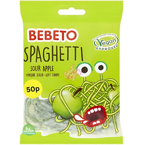 Bebeto Sour Apple Spaghetti 50p PMP 70g - 20ct