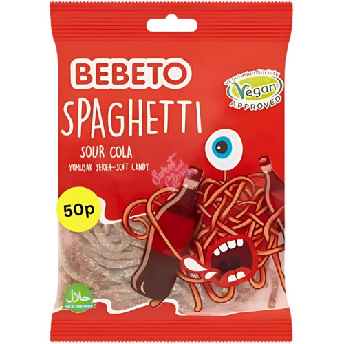 Bebeto Sour Cola Spaghetti 50p PMP 70g - 20ct