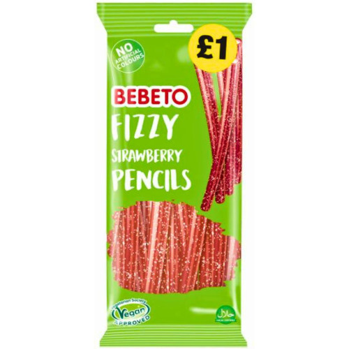 Bebeto Fizzy Strawberry Pencils Â£1 PMP 160g - 12ct