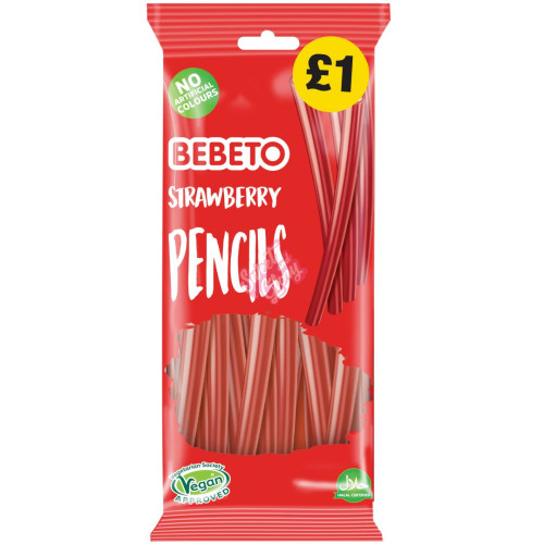 Bebeto Strawberry Pencils Â£1 PMP 160g - 12ct