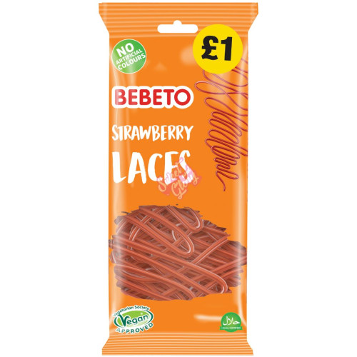 Bebeto Strawberry Laces Â£1 PMP 160g - 12ct