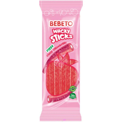 Bebeto Wacky Sticks Fizzy Strawberry 160g - 24ct