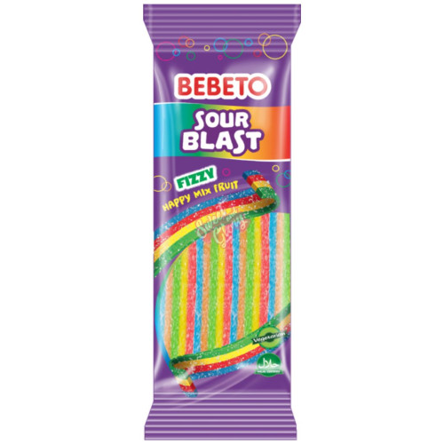 Bebeto Sour Blast Rainbow Belts 160g - 24ct