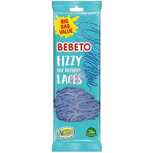 Bebeto Fizzy Blue Raspberry Laces 220g - 12ct