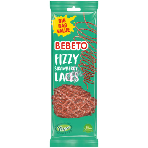 Bebeto Fizzy Strawberry Laces 220g - 12ct