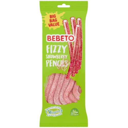 Bebeto Fizzy Strawberry Pencils 220g - 12ct