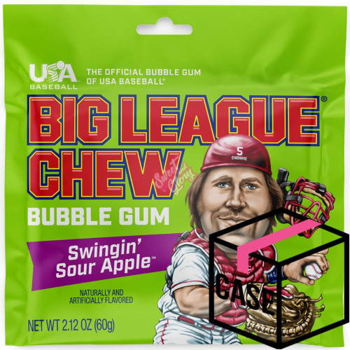 Big League Chew Swingin' Sour Apple 60g - Case