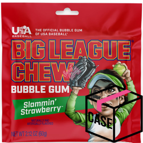 Big League Chew Slammin' Strawberry 60g - Case