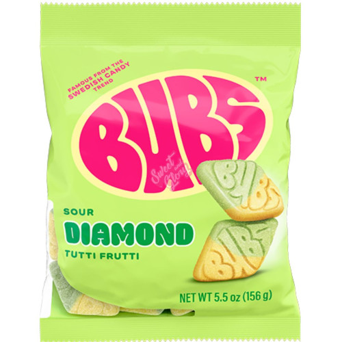 Bubs Sour Diamond Tutti Frutti 156g - Case