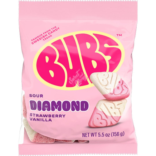 Bubs Sour Diamond Strawberry Vanilla 156g - Case
