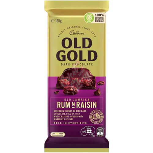 Cadbury's Old Gold Rum and Raisin Dark Chocolate AUS 180g - 15ct