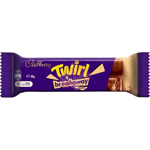 Cadbury's Twirl Breakaway Wafer Chocolate Bar AUS 40g - 40ct