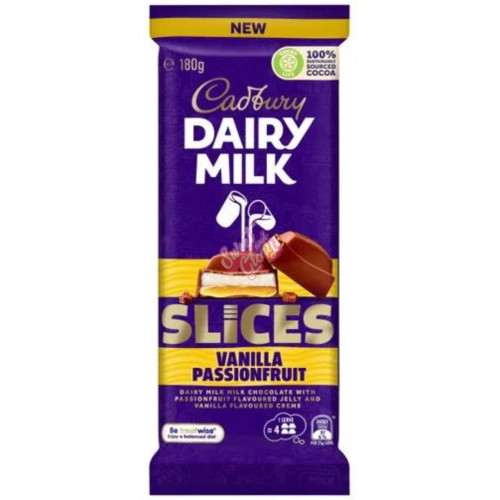 Cadbury's Dairy Milk Slices Vanilla Passionfruit AUS 180g - 15ct