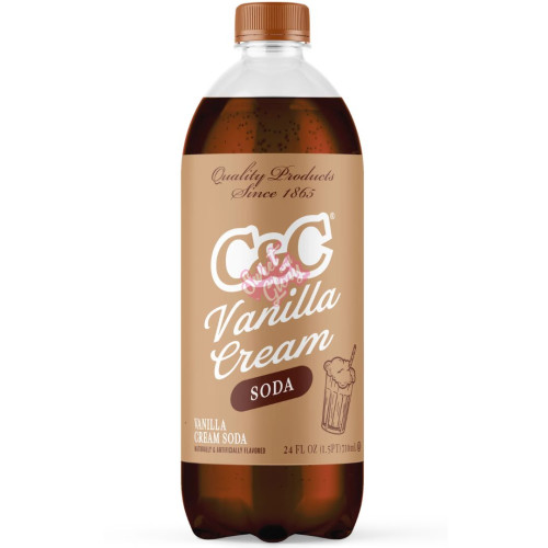 C&C Soda Vanilla Cream Bottle 710ml - 24ct