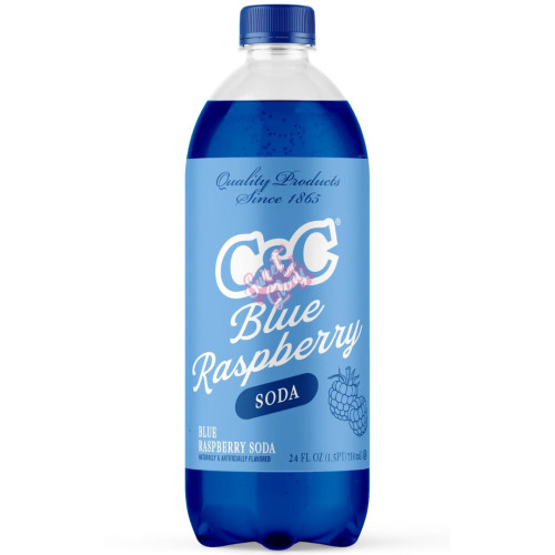 C&C Soda Blue Raspberry Bottle 710ml - 24ct