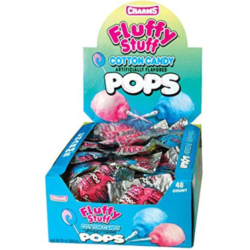 Charms Fluffy Stuff Cotton Candy Lollipops 17g - 48ct