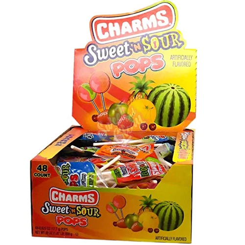 Charms Pop Sweet & Sour Lollipops 17g - 48ct