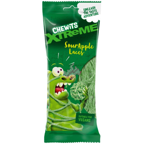 Chewits Xtreme Sour Apple Laces 160g - Case