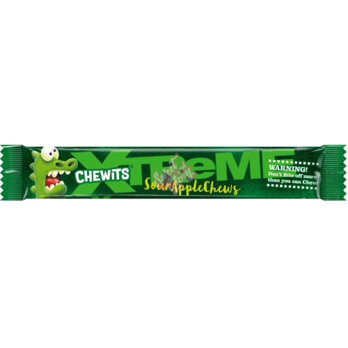 Chewits Xtreme Sour Apple Chews 34g - 24ct