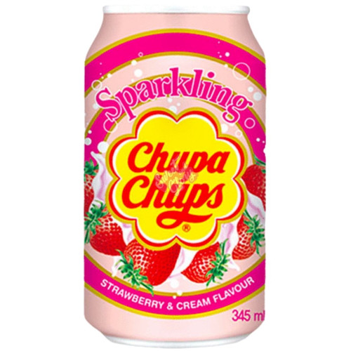Chupa Chups Sparkling Strawberry & Cream 345ml - 24ct