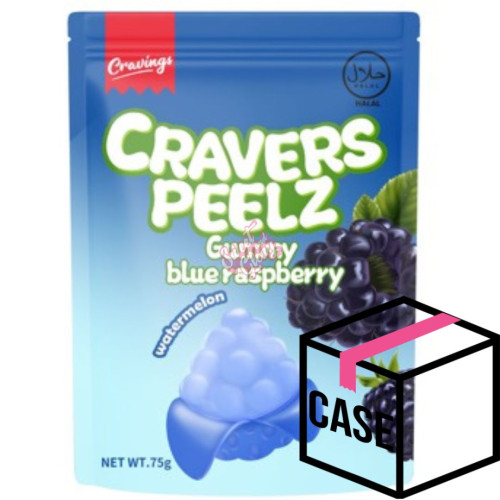 Cravers Peelz Gummy Blue Raspberry 75g - Case