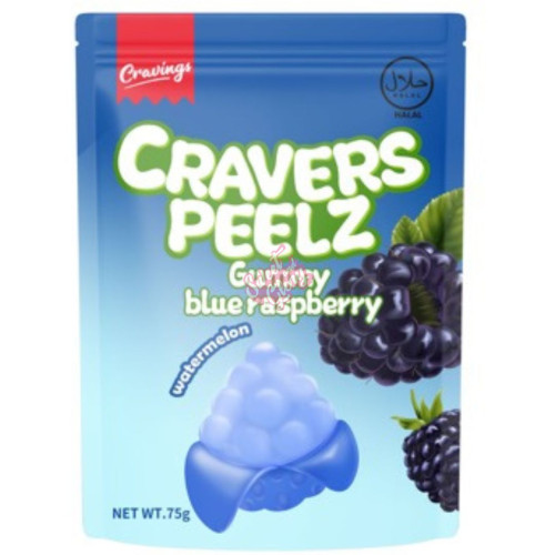 Cravers Peelz Gummy Blue Raspberry 75g - 12ct