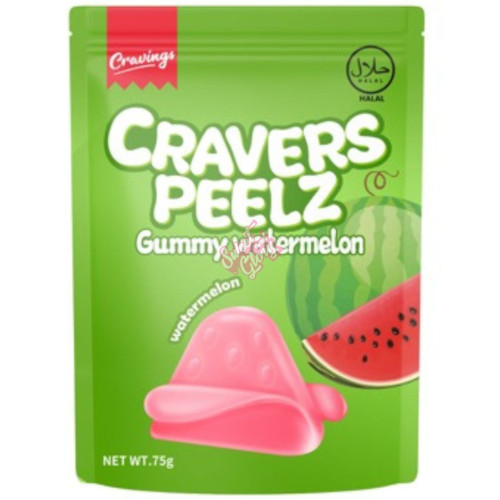 Cravers Peelz Gummy Watermelon 75g - 12ct