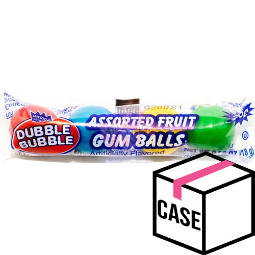 Dubble Bubble Assorted Fruit Gumballs 18g - Case
