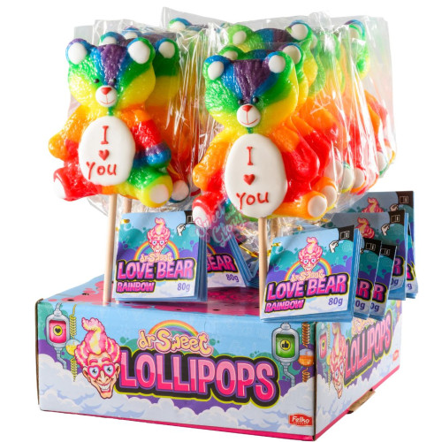 Love Bear Rainbow Pops 80g - 18ct - THIS IS PALLET DELIVERY ONLY