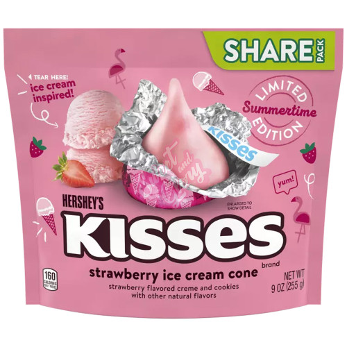 Hershey's Kisses Strawberry Ice Cream Cone 255g - 8ct