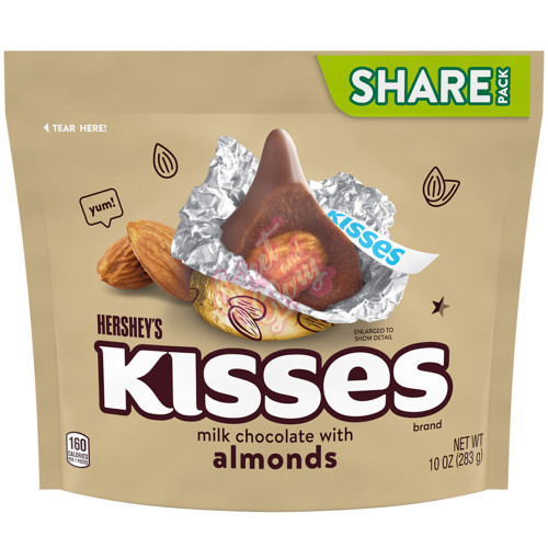 Hershey's Kisses Milk Chocolate with Almonds Share Pack 283g - 8ct