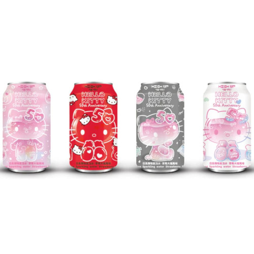 Hello Kitty 50th Anniversary Ramune Strawberry Daifuku 330ml - 24ct