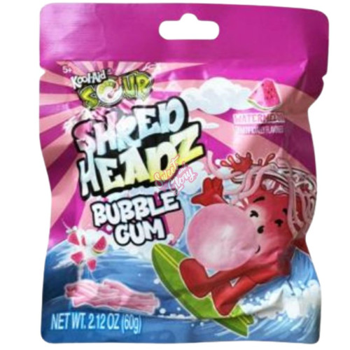 Kool-Aid Sour Shred Headz Watermelon Bubblegum 60g - 12ct