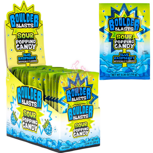 KoKo's Boulder Blast Sour Blue Raspberry Popping Candy 10g - 24ct