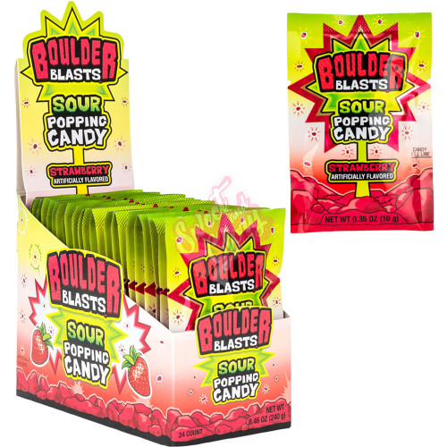 KoKo's Boulder Blast Sour Strawberry Popping Candy 10g - 24ct