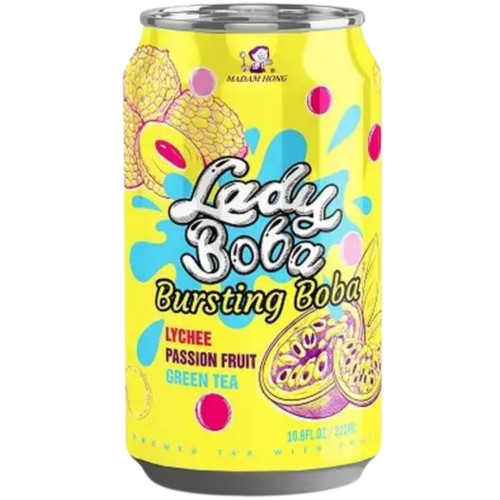 Madam Hong Lady Boba Lychee Passion Fruit Green Tea Bursting Boba 320ml - 24ct