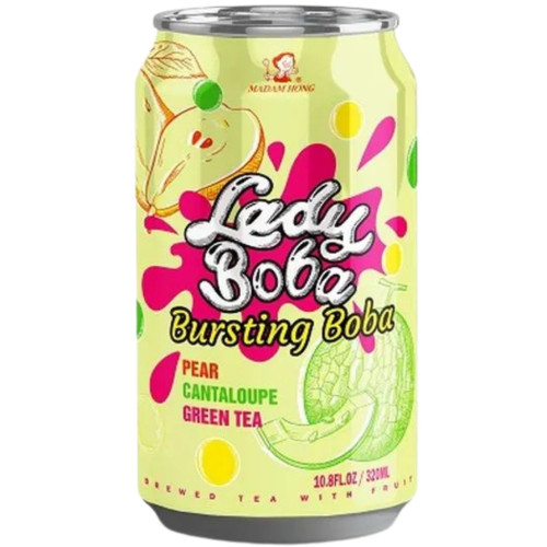 Madam Hong Lady Boba Pear Cantaloupe Green Tea Bursting Boba 320ml - 24ct
